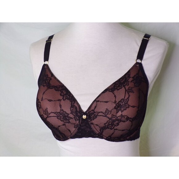 🆕NATORI Bliss Allure Underwire Lace T-Shirt Bra 34DDD Black #721303 - Picture 7 of 10